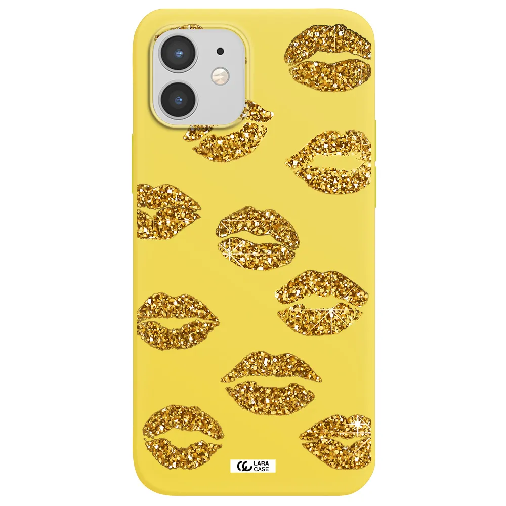 Glitter Lips Apple iPhone 12 mini Silicone canary yellow Case