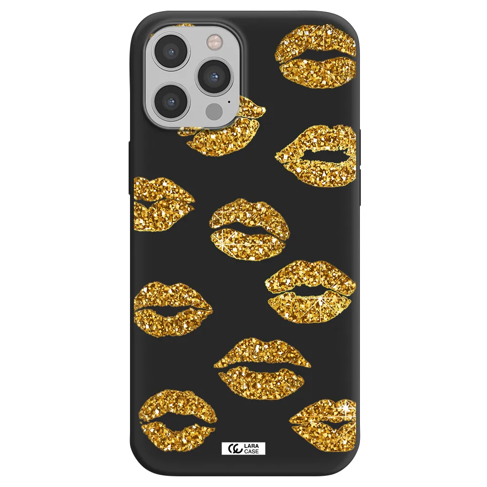 Glitter Lips Apple iPhone 12 pro max Silicone black Case