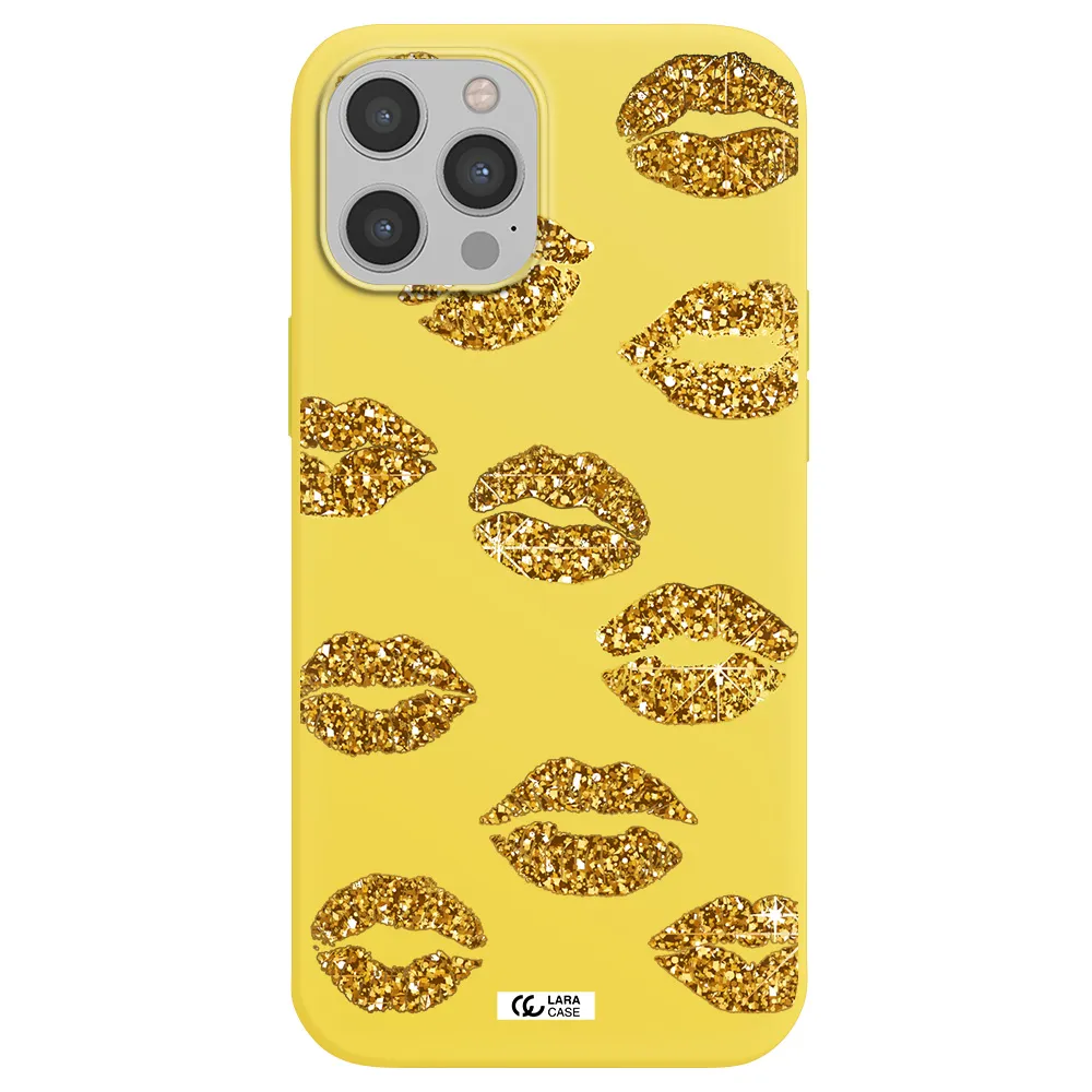 Glitter Lips Apple iPhone 12 pro max Silicone canary yellow Case