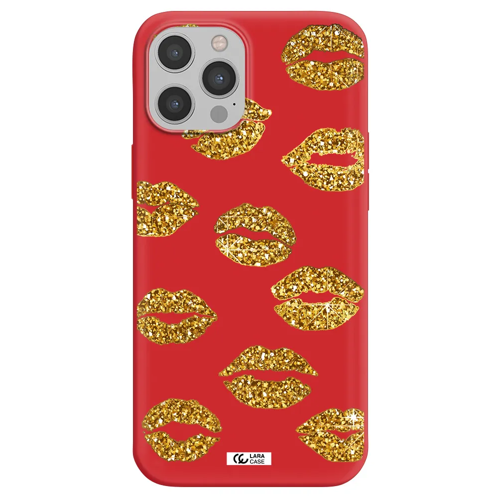 Glitter Lips Apple iPhone 12 pro max Silicone Imperial Red Case