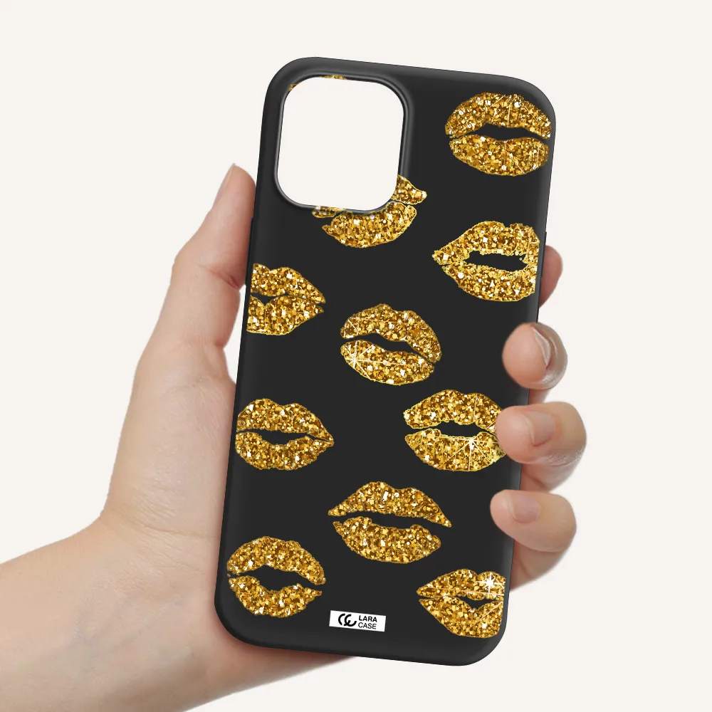 Glitter Lips Apple iPhone 12 pro Silicone black Case
