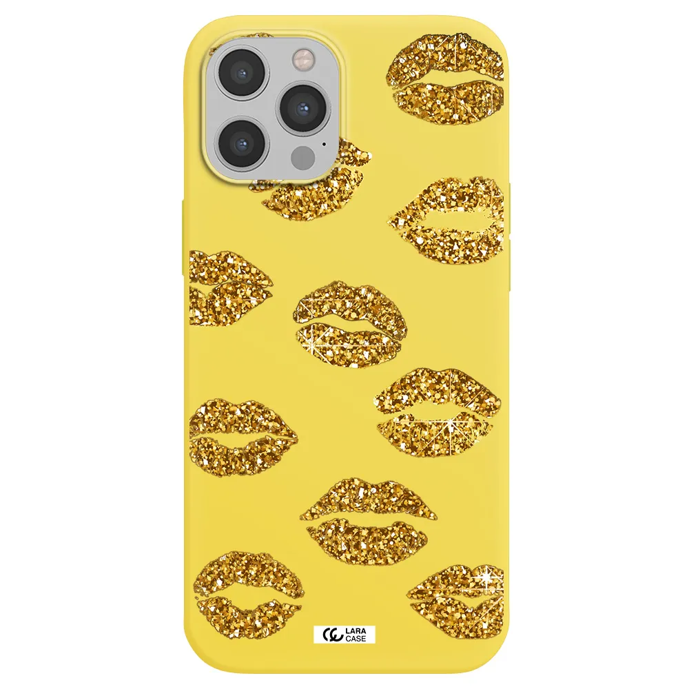 Glitter Lips Apple iPhone 12 pro Silicone canary yellow Case