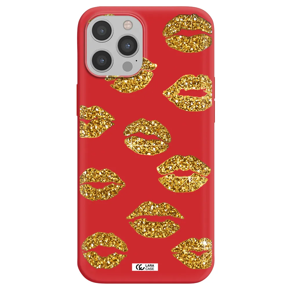 Glitter Lips Apple iPhone 12 pro Silicone Imperial Red Case