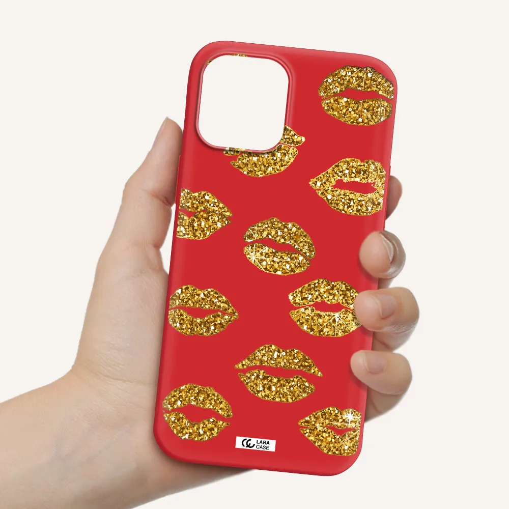 Glitter Lips Apple iPhone 12 pro Silicone Imperial Red Case