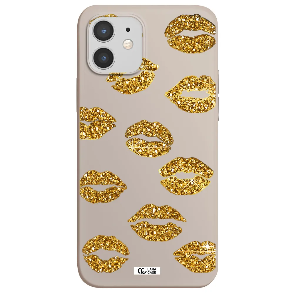 Glitter Lips Apple iPhone 12 Silicone Stone Case