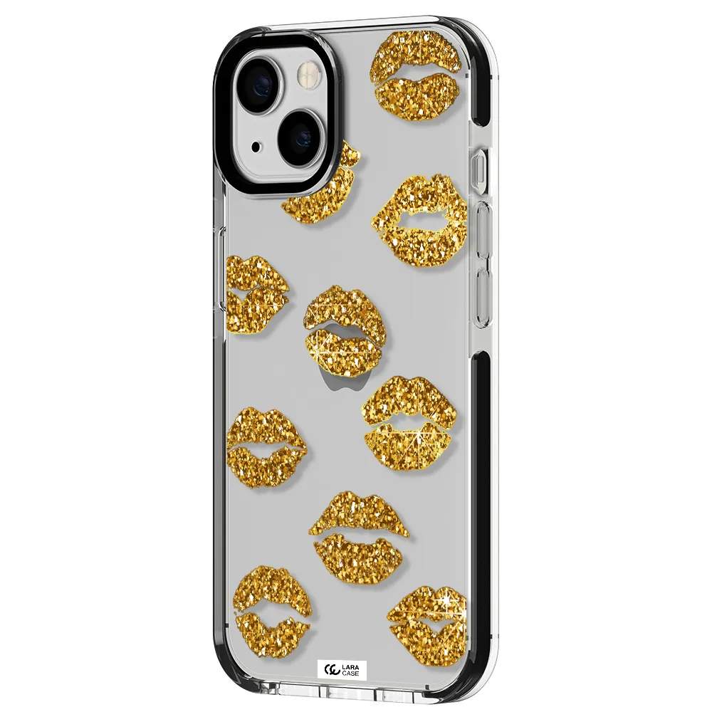 Glitter Lips Apple iPhone 13 impact black border Case