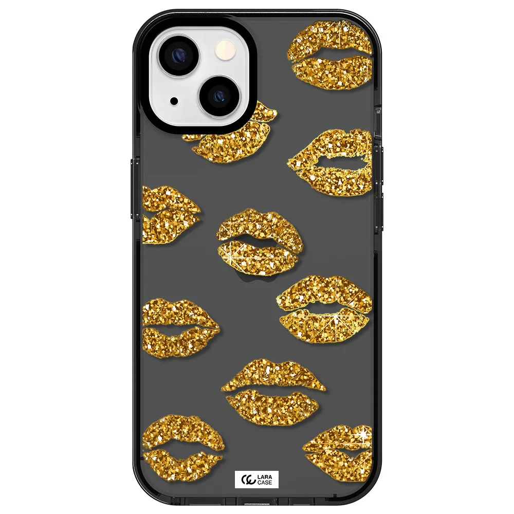 Glitter Lips Apple iPhone 13 impact Smoke Black Case