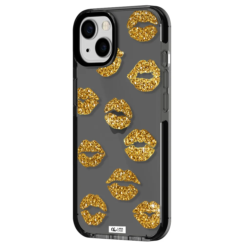 Glitter Lips Apple iPhone 13 impact Smoke Black Case