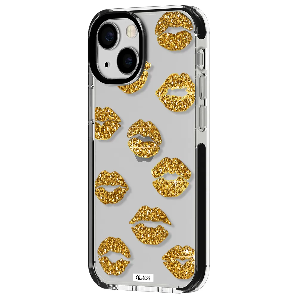 Glitter Lips Apple iPhone 13 mini impact black border Case