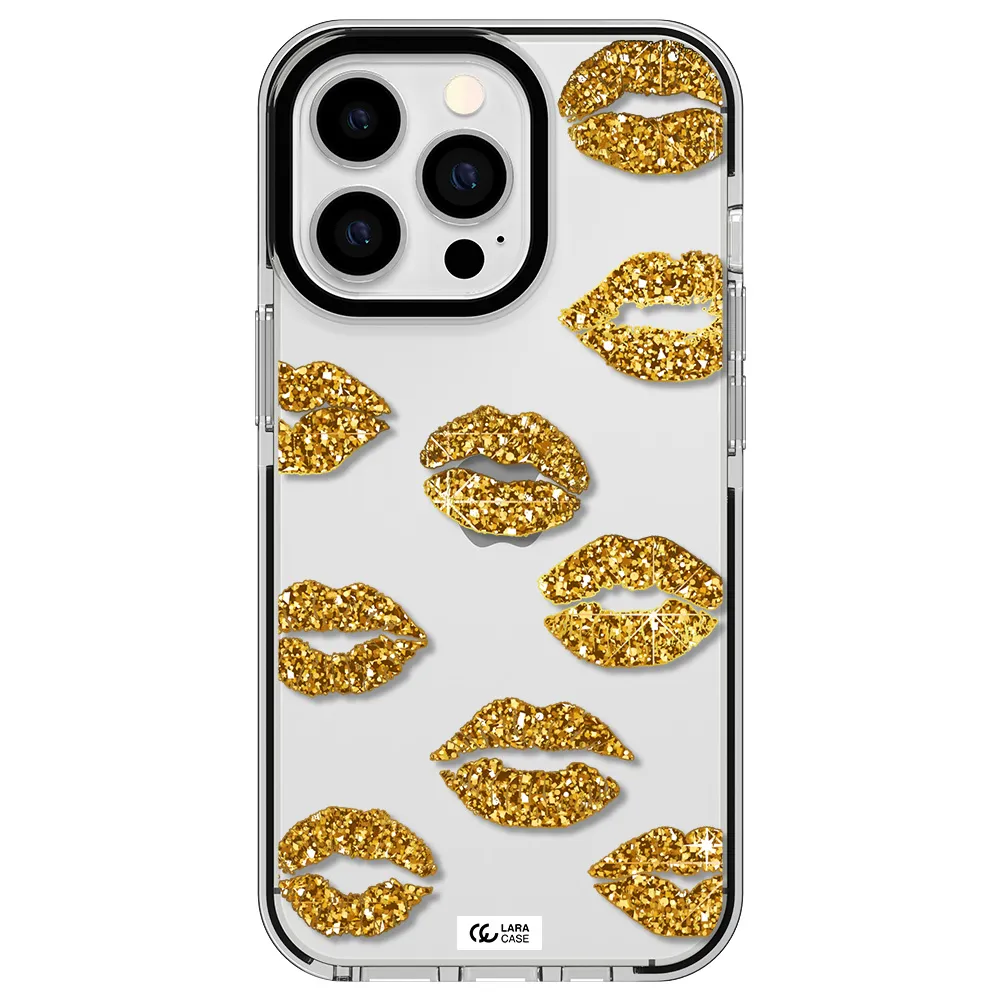 Glitter Lips Apple iPhone 13 Pro impact black border Case