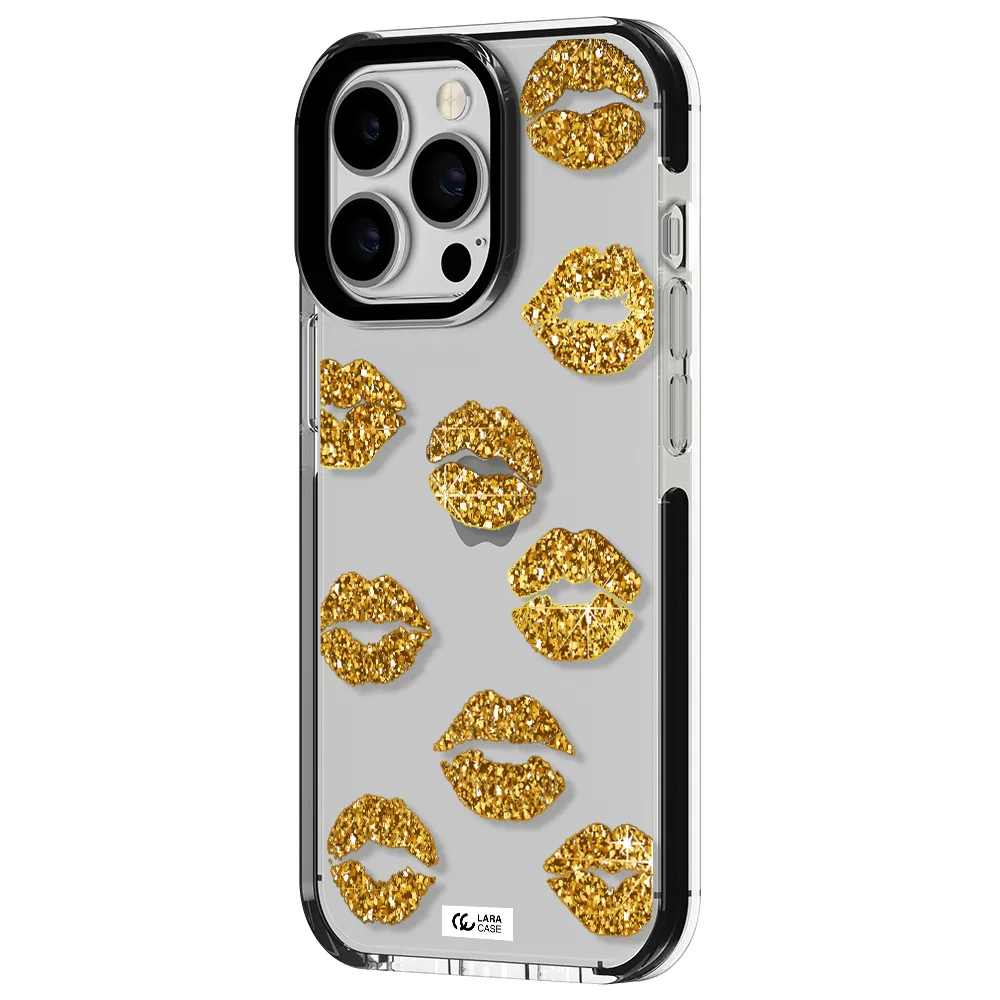 Glitter Lips Apple iPhone 13 Pro impact black border Case