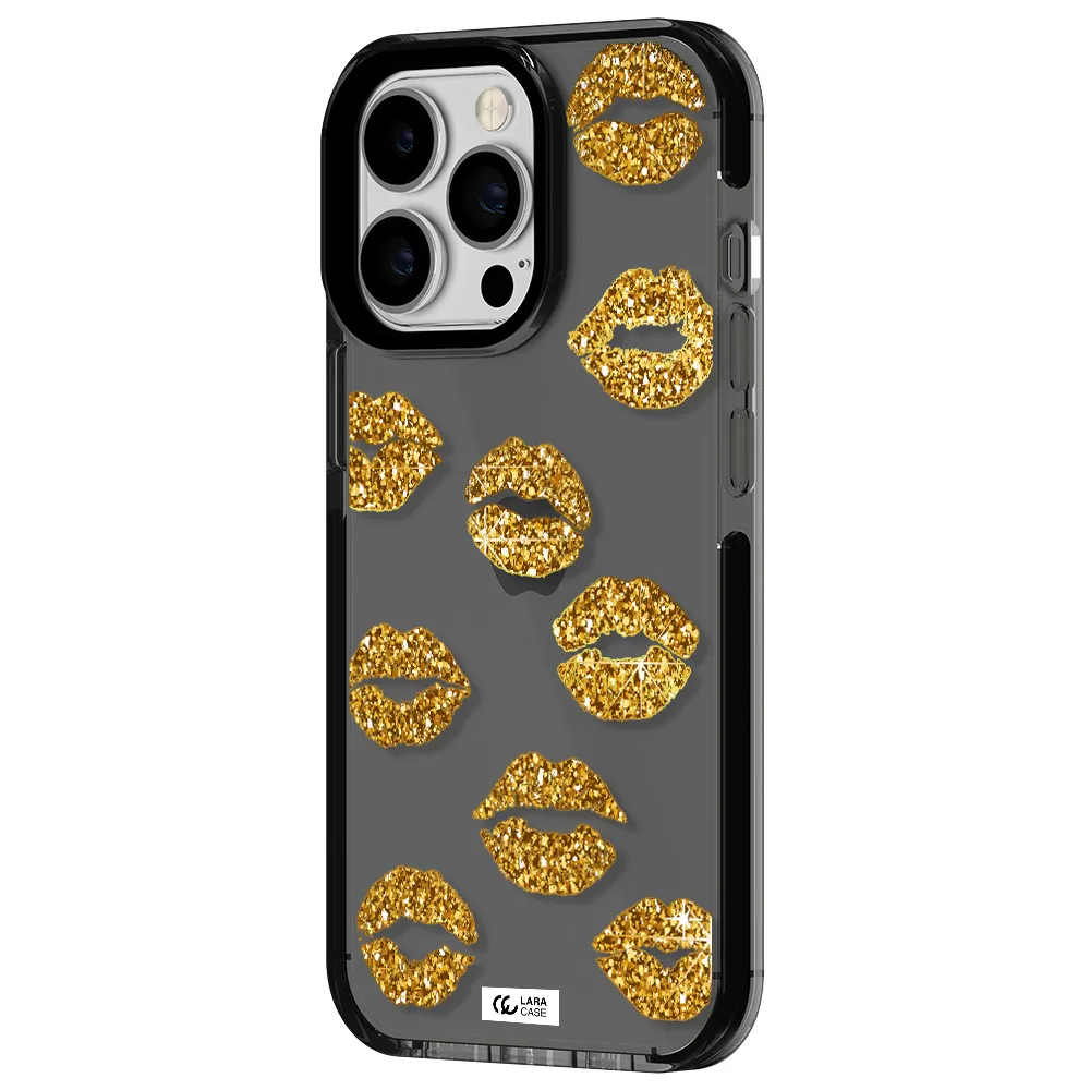 Glitter Lips Apple iPhone 13 Pro impact Smoke Black Case