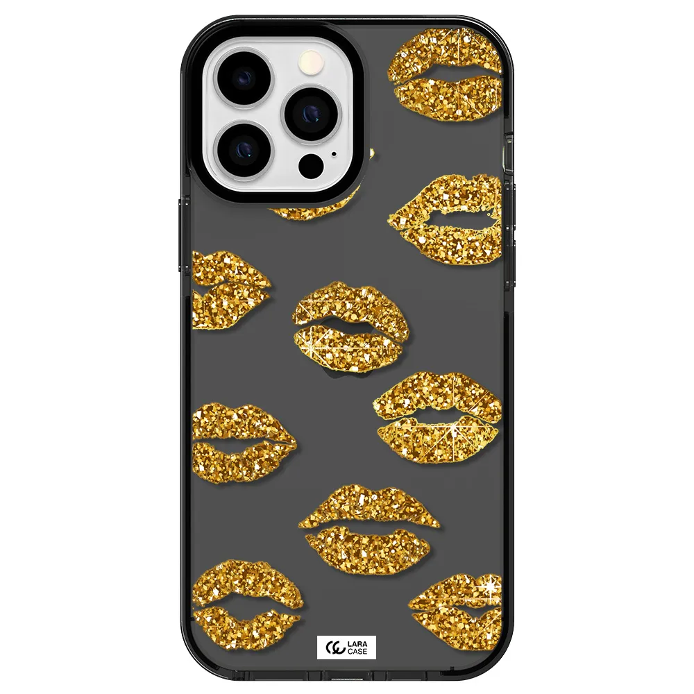 Glitter Lips Apple iPhone 13 Pro Max impact Smoke Black Case