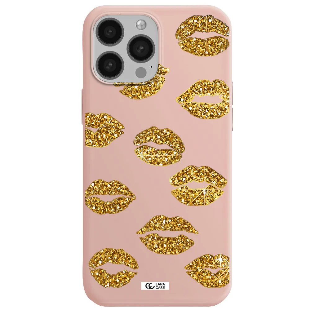 Glitter Lips Apple iPhone 13 Pro Max Silicone pastel pink Case