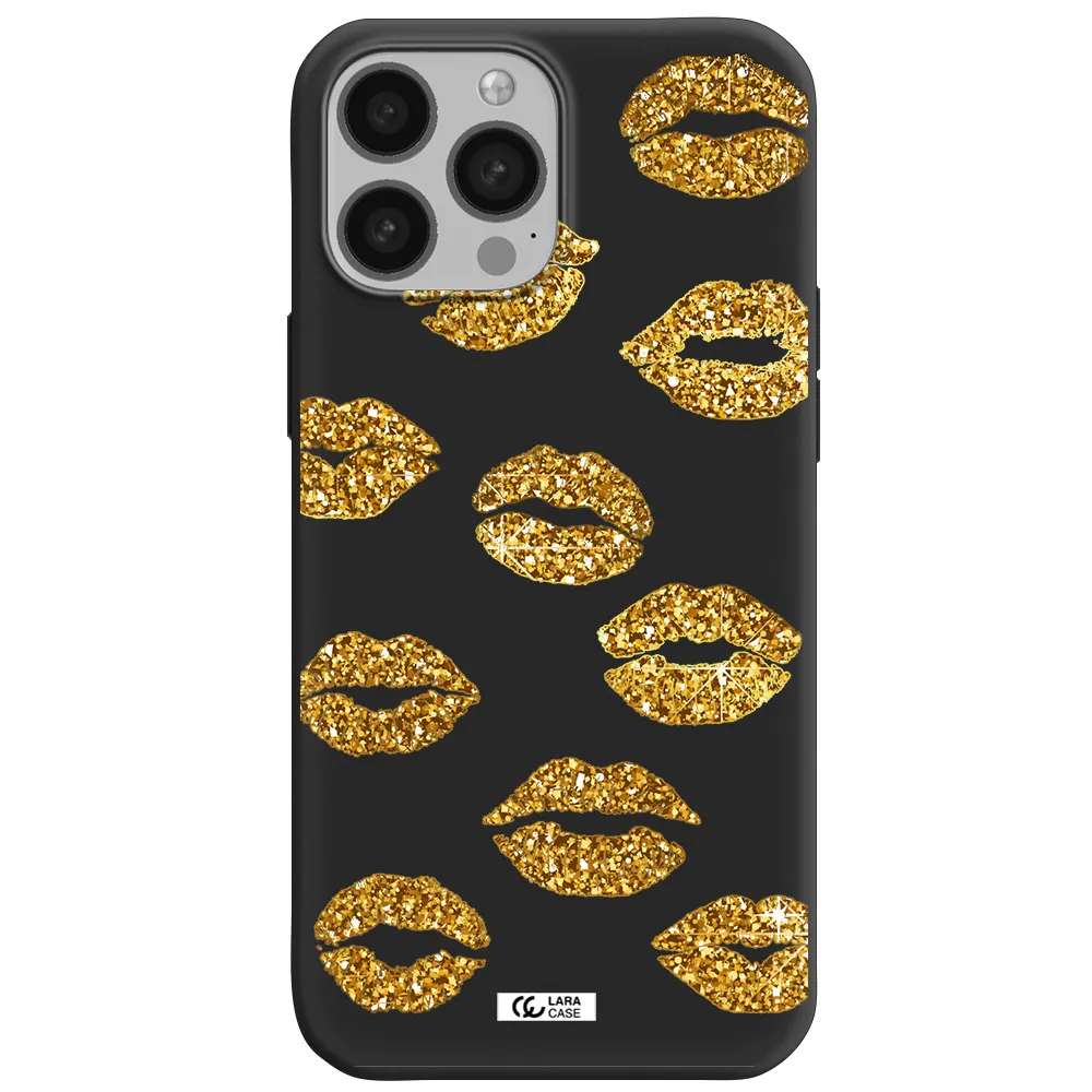 Glitter Lips Apple iPhone 13 Pro Silicone black Case