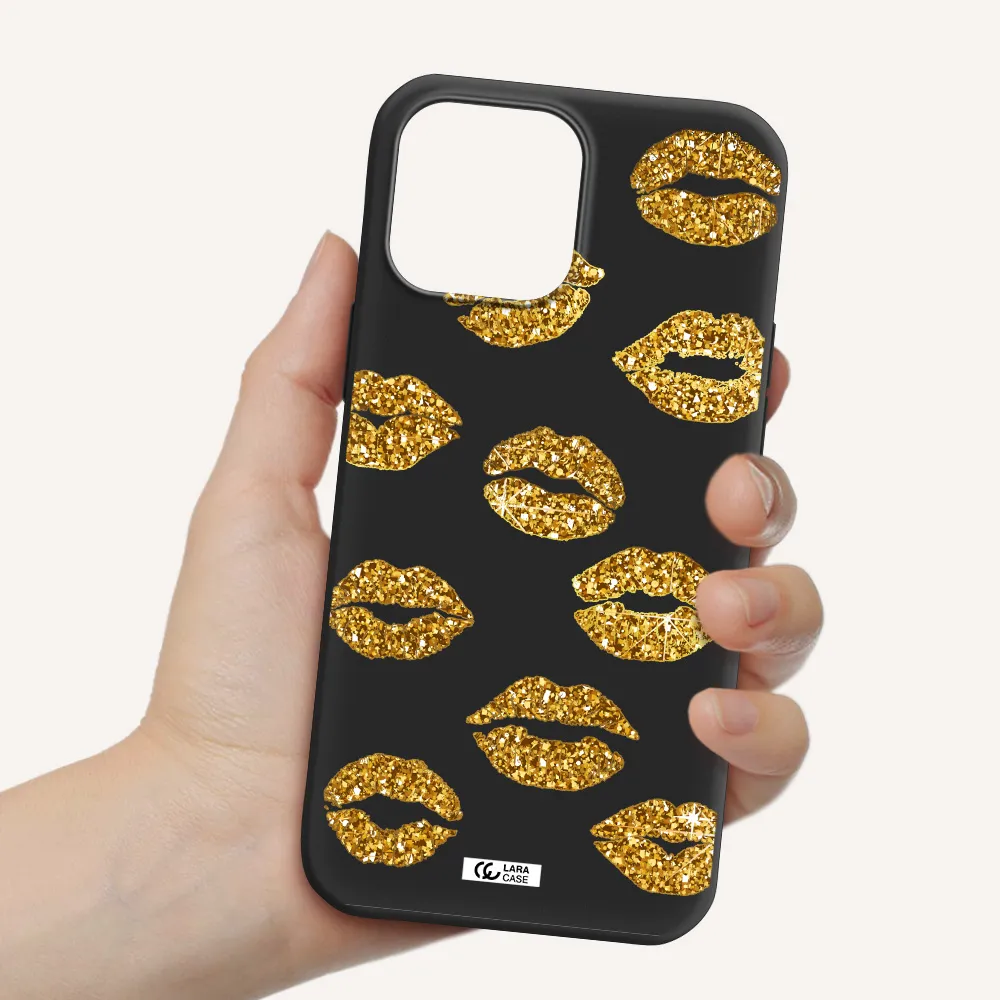 Glitter Lips Apple iPhone 13 Pro Silicone black Case