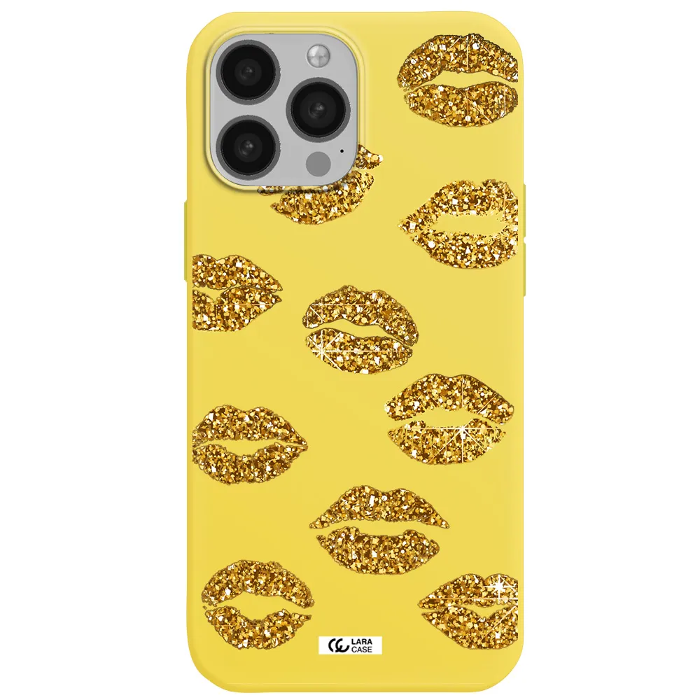 Glitter Lips Apple iPhone 13 Pro Silicone canary yellow Case