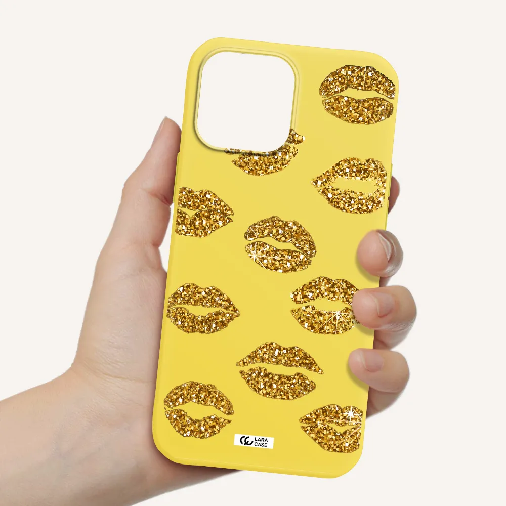 Glitter Lips Apple iPhone 13 Pro Silicone canary yellow Case