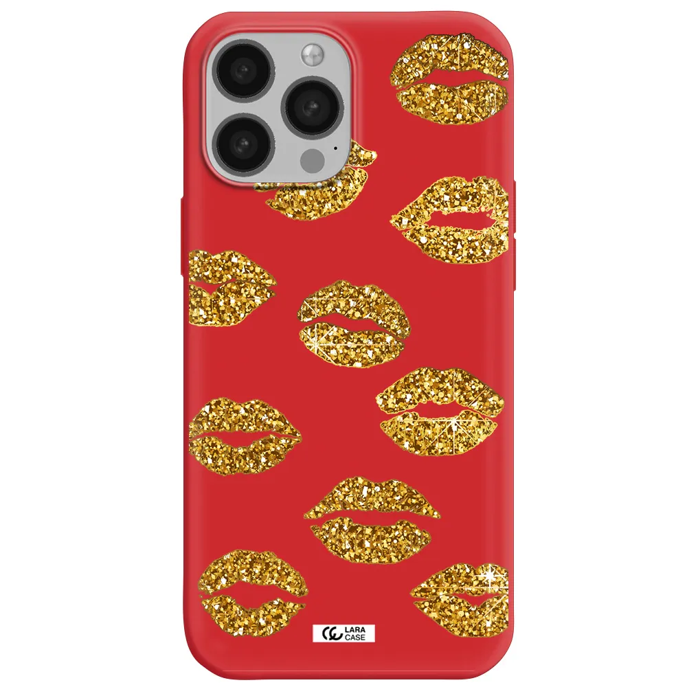 Glitter Lips Apple iPhone 13 Pro Silicone Imperial Red Case