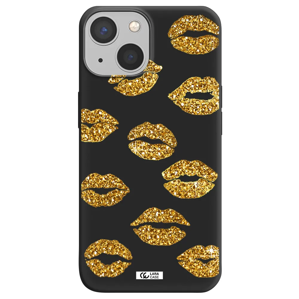 Glitter Lips Apple iPhone 13 Silicone black Case