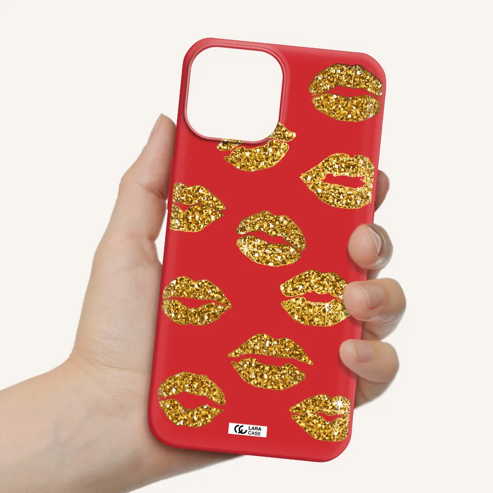 Glitter Lips Apple iPhone 13 Silicone Imperial Red Case