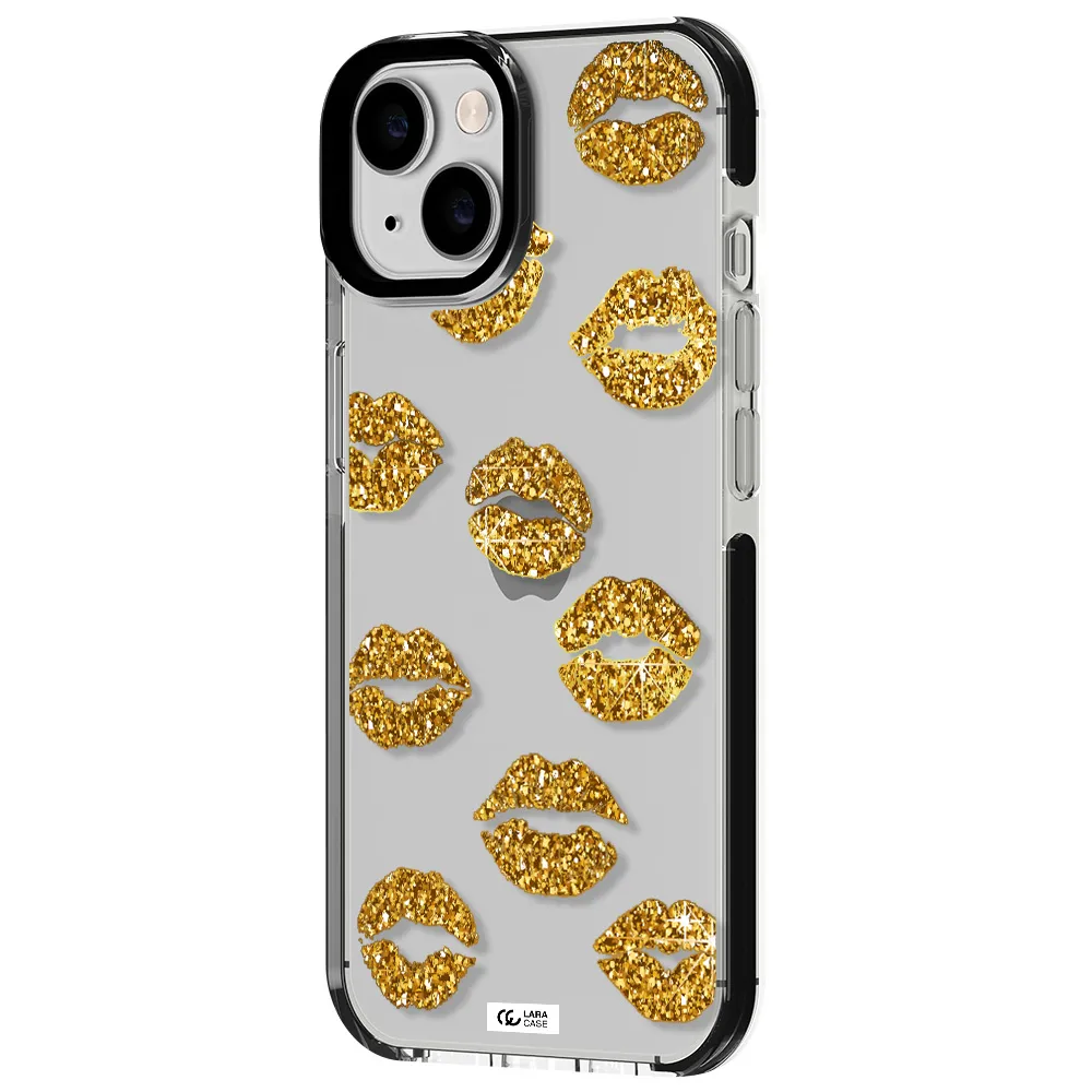 Glitter Lips Apple iPhone 14 impact black border Case