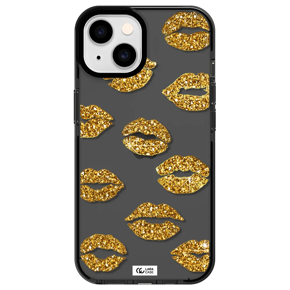Glitter Lips Apple iPhone 14 impact Smoke Black Case