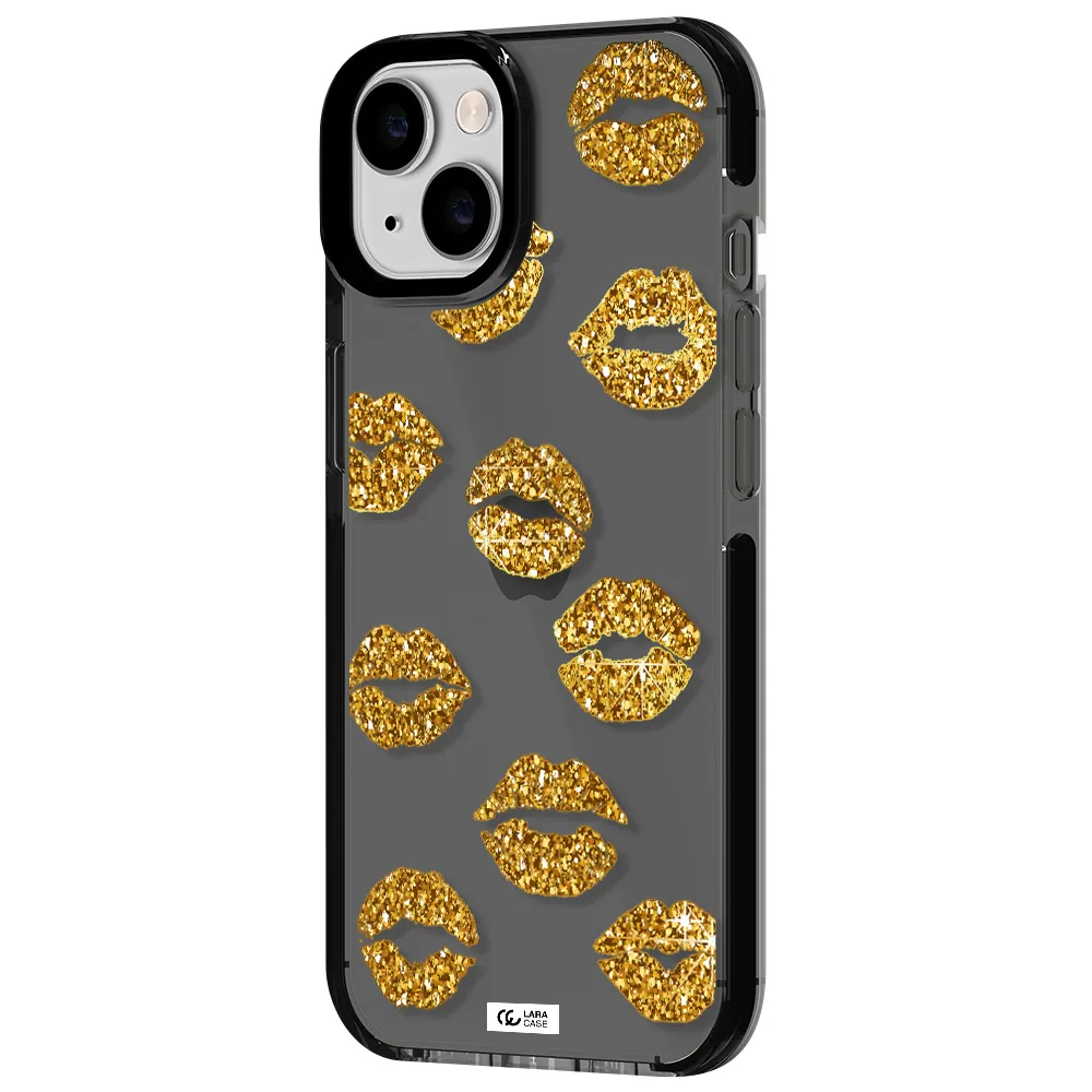Glitter Lips Apple iPhone 14 impact Smoke Black Case