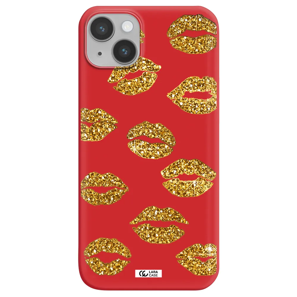 Glitter Lips Apple iPhone 14 plus Silicone Imperial Red Case