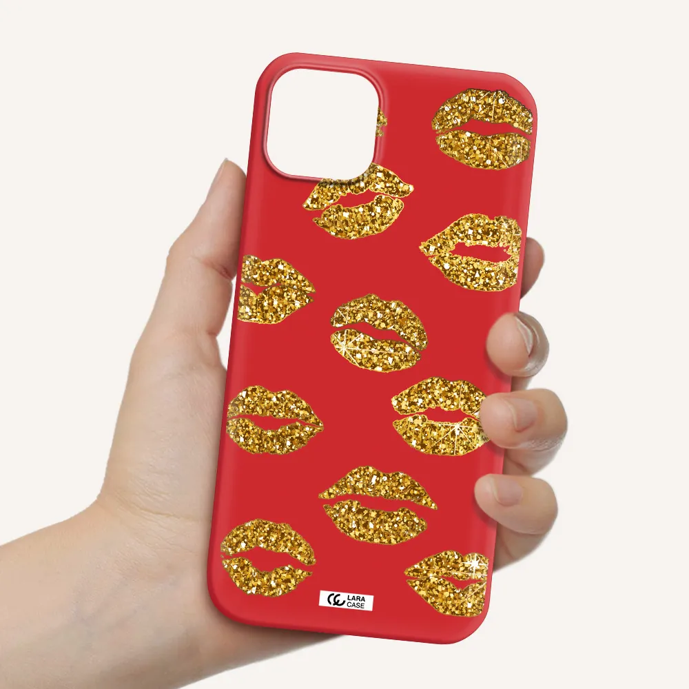 Glitter Lips Apple iPhone 14 plus Silicone Imperial Red Case