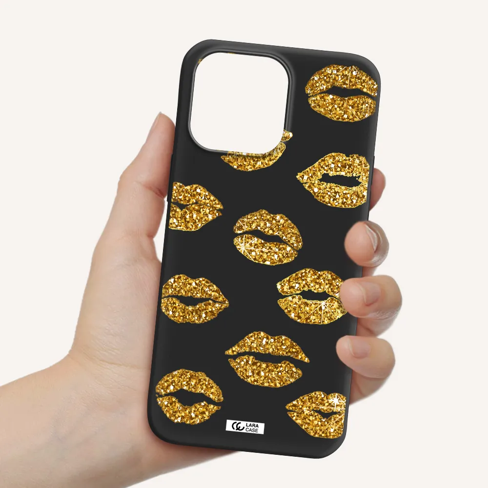 Glitter Lips Apple iPhone 14 pro max Silicone black Case