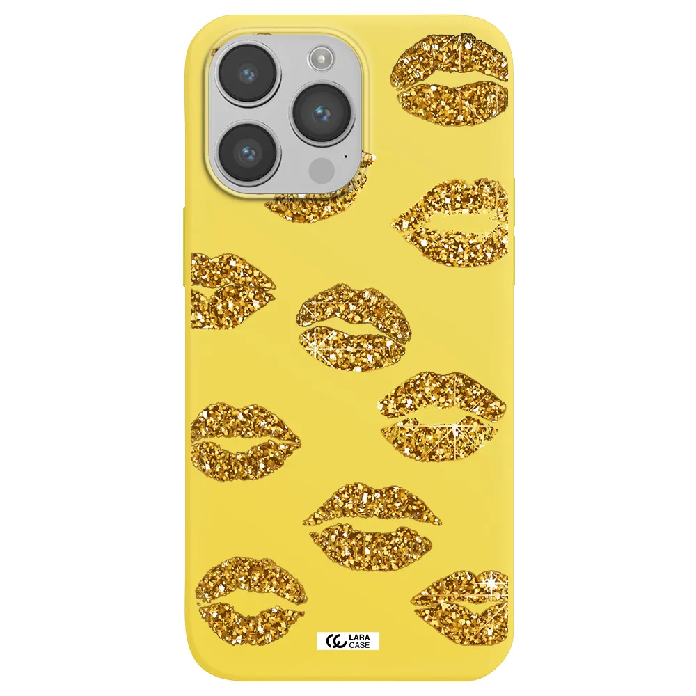 Glitter Lips Apple iPhone 14 pro max Silicone canary yellow Case