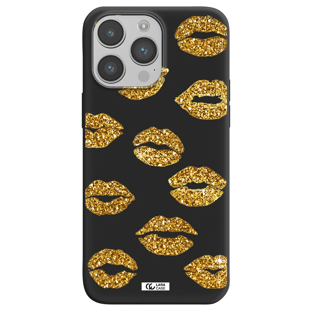 Glitter Lips Apple iPhone 14 pro Silicone black Case