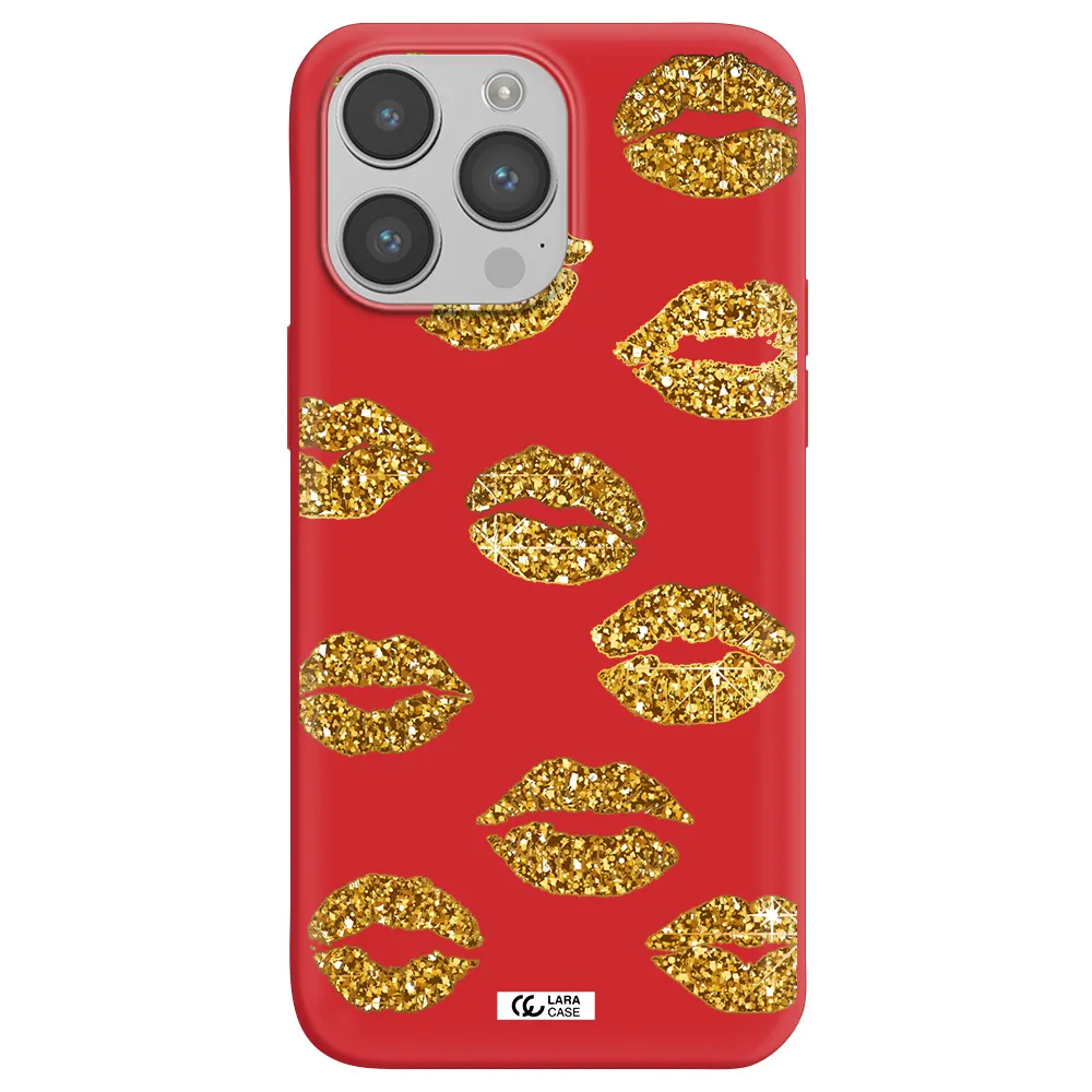 Glitter Lips Apple iPhone 14 pro Silicone Imperial Red Case