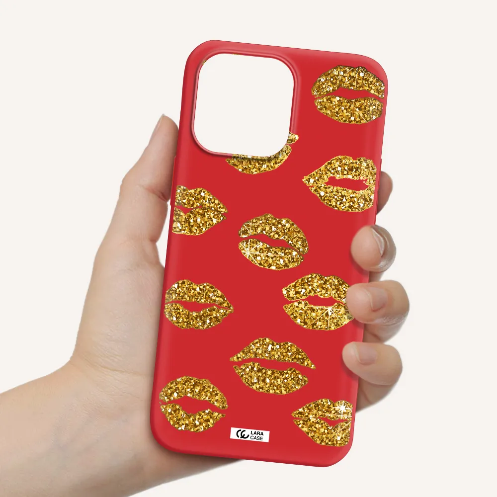 Glitter Lips Apple iPhone 14 pro Silicone Imperial Red Case
