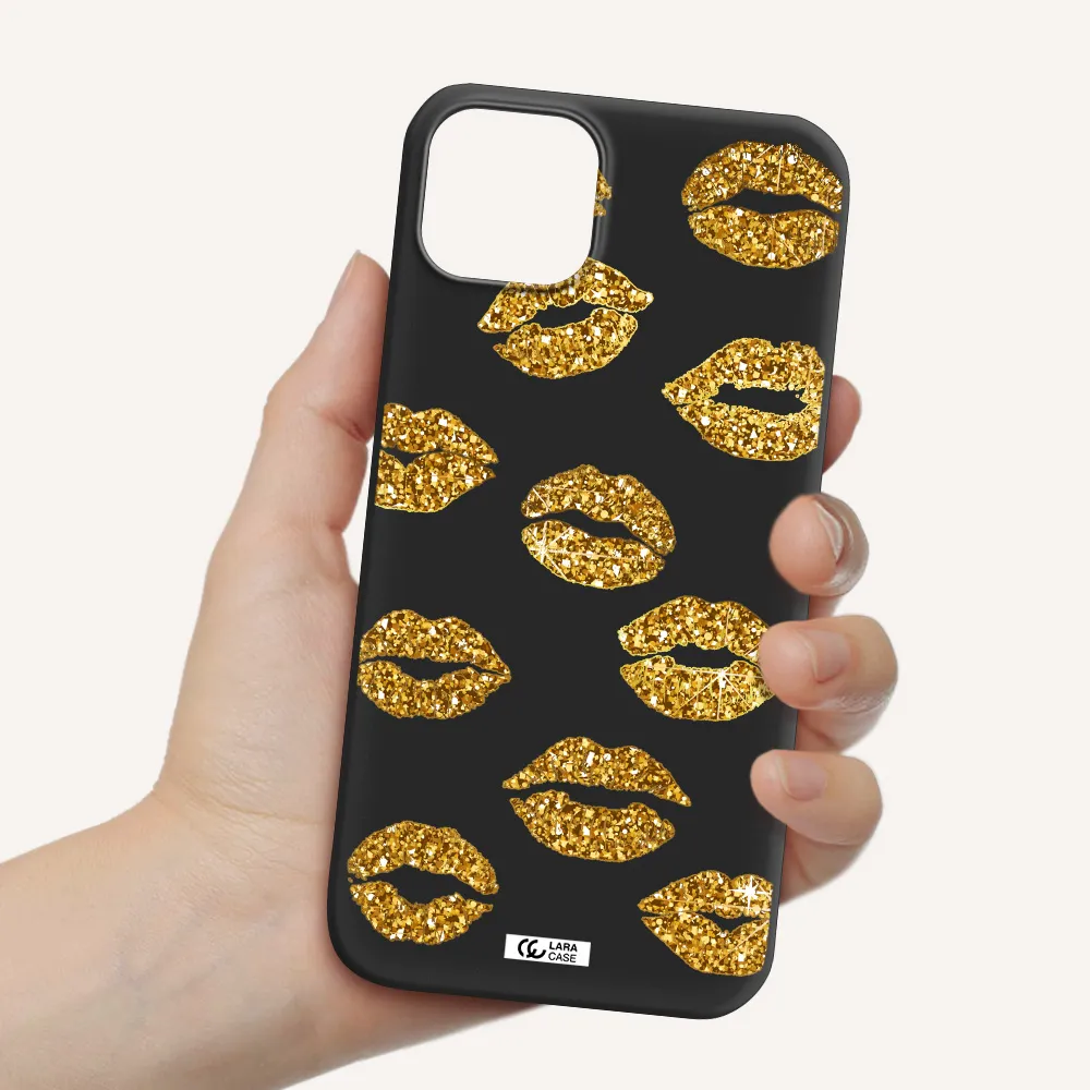 Glitter Lips Apple iPhone 14 Silicone black Case