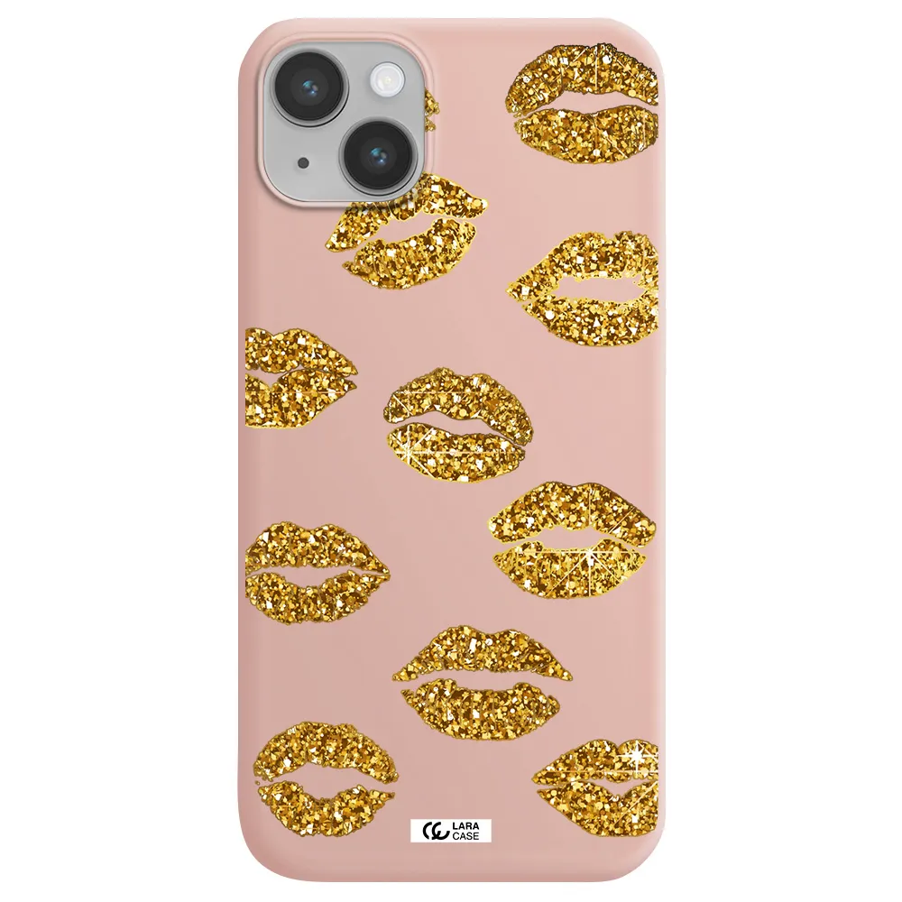 Glitter Lips Apple iPhone 14 Silicone pastel pink Case