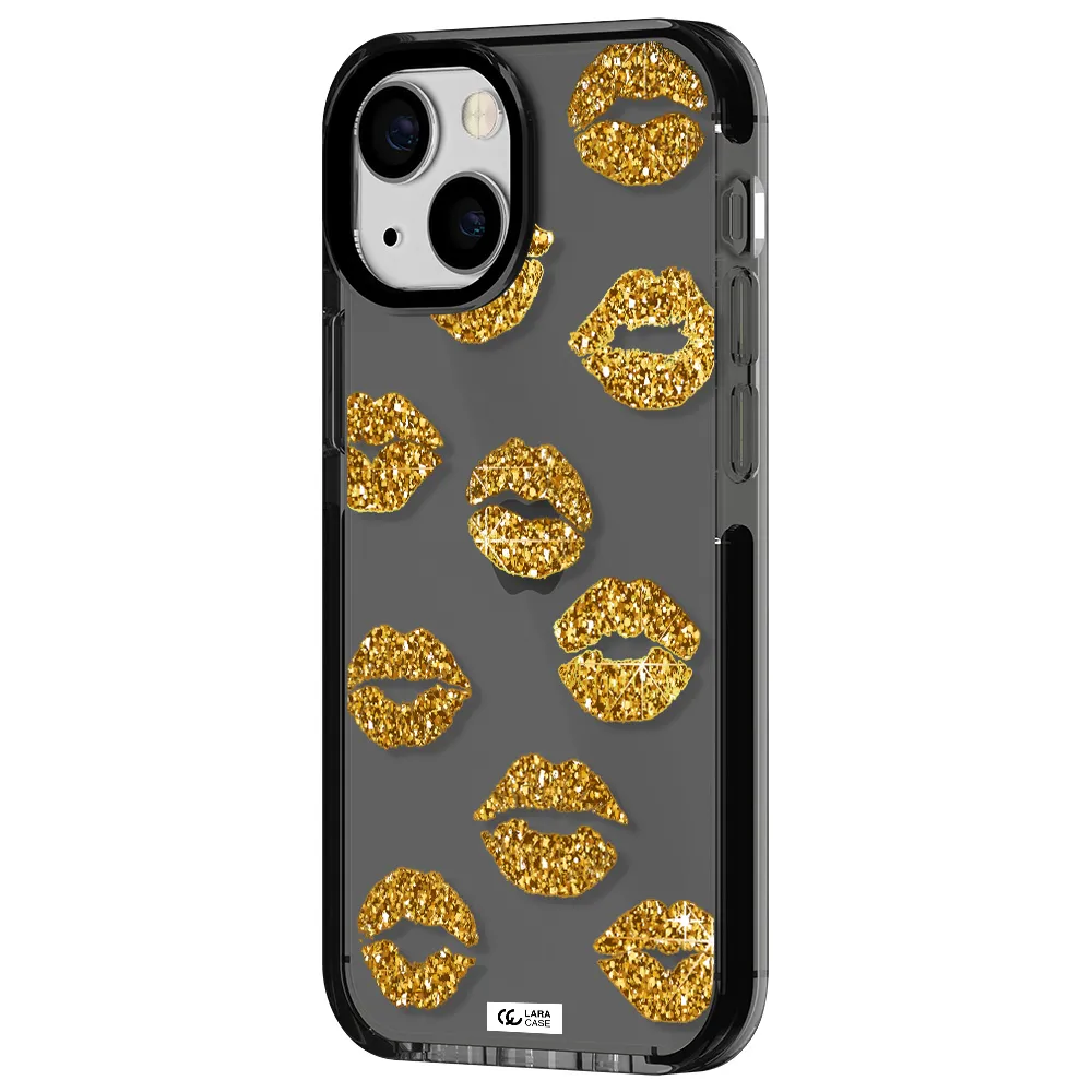 Glitter Lips Apple iPhone 15 impact Smoke Black Case