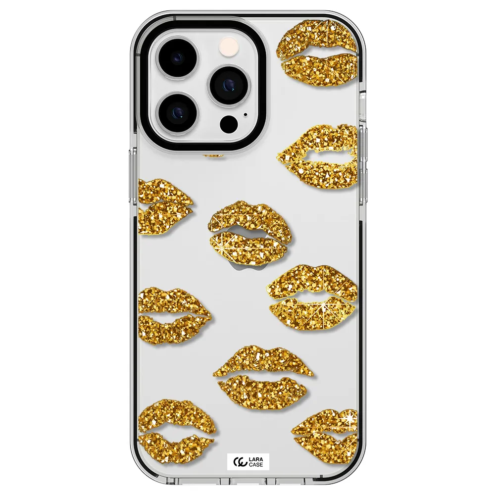 Glitter Lips Apple iPhone 15 Pro Max impact black border Case