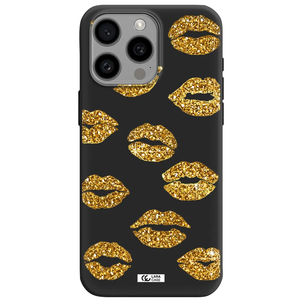 Glitter Lips Apple Iphone 15 Pro max Silicone black Case