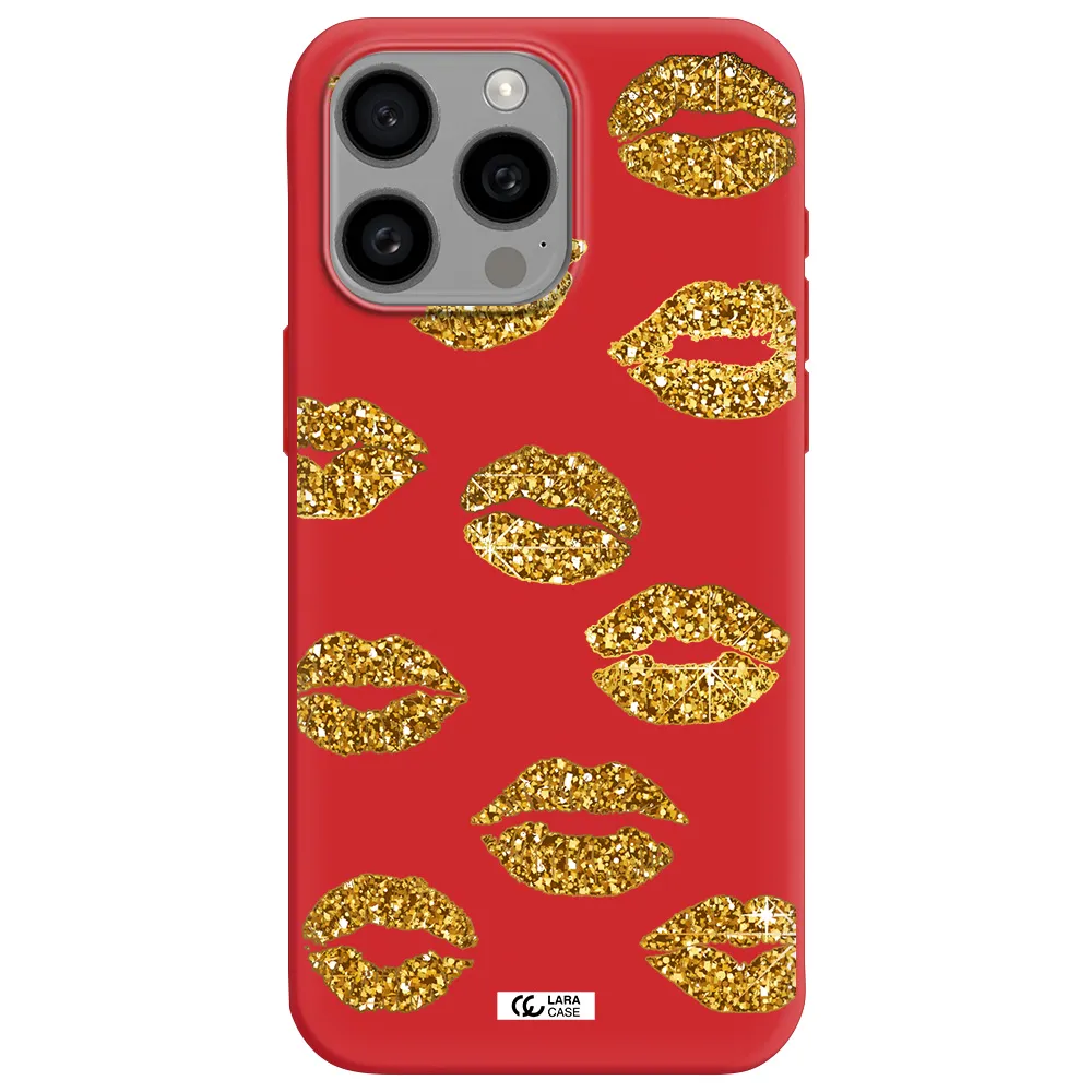 Glitter Lips Apple Iphone 15 Pro Max Silicone Imperial Red Case