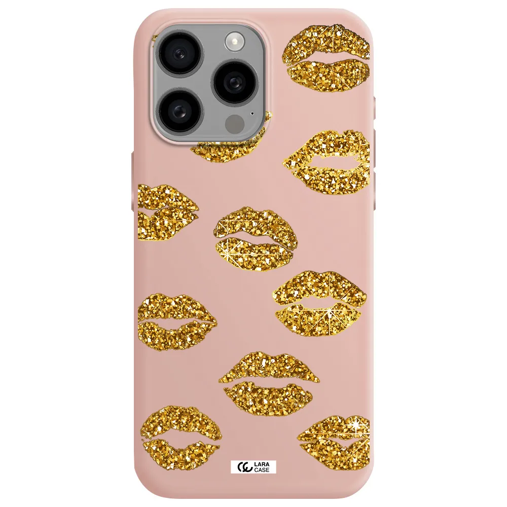 Glitter Lips Apple Iphone 15 Pro max Silicone pastel pink Case