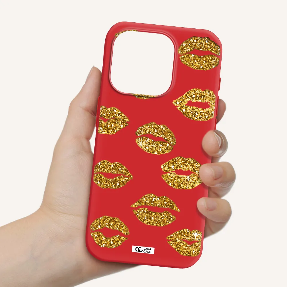 Glitter Lips Apple Iphone 15 Pro Silicone Imperial Red Case