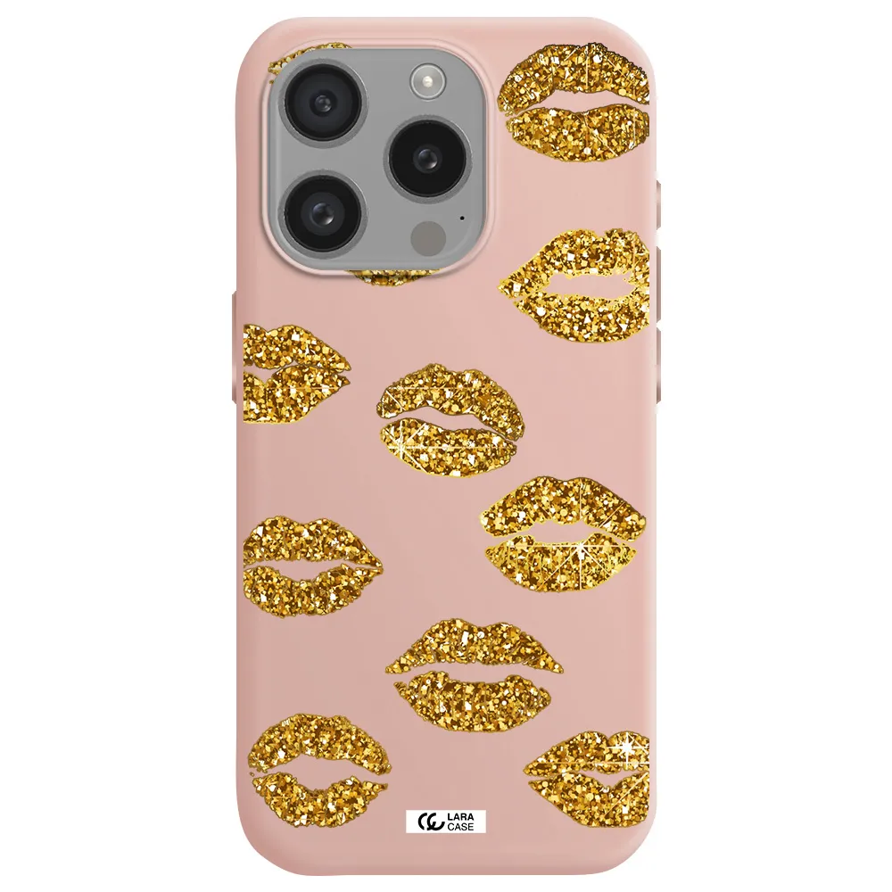 Glitter Lips Apple Iphone 15 Pro Silicone Pastel Pink Case