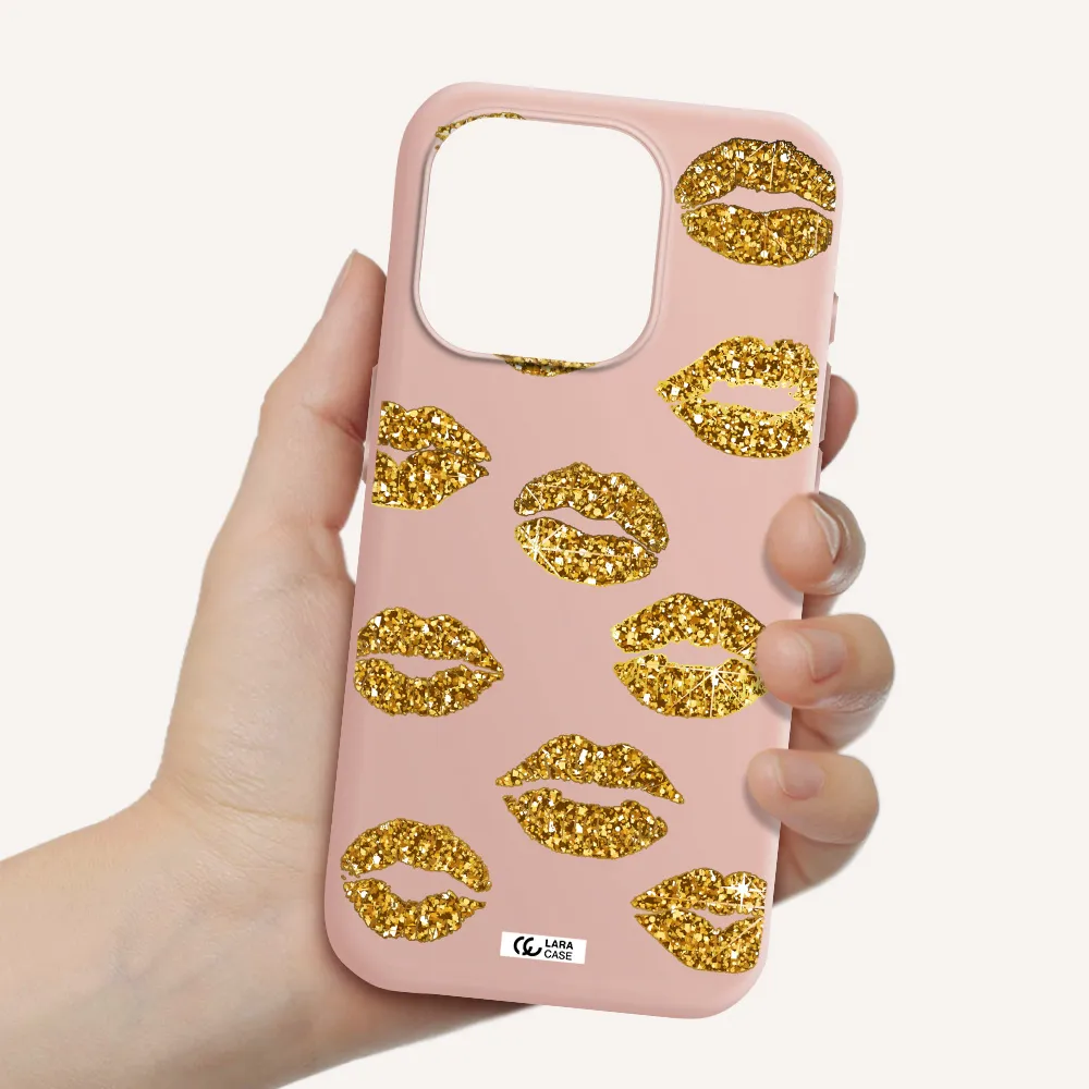 Glitter Lips Apple Iphone 15 Pro Silicone Pastel Pink Case