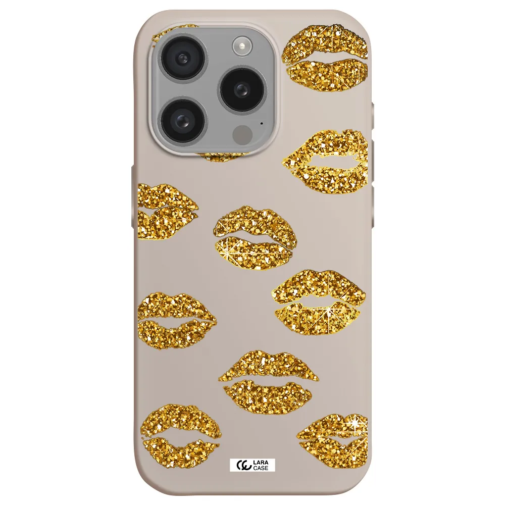 Glitter Lips Apple Iphone 15 Pro Silicone Stone Case
