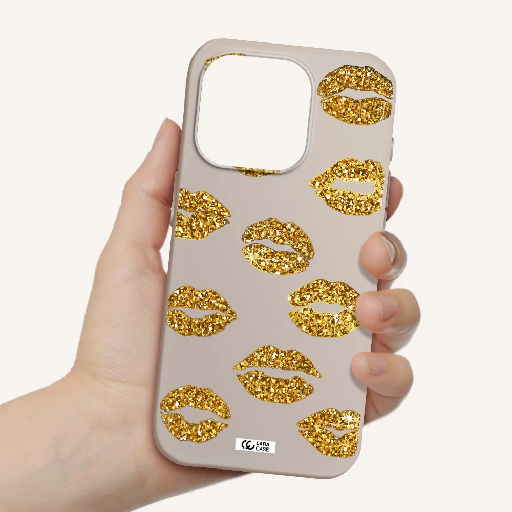 Glitter Lips Apple Iphone 15 Pro Silicone Stone Case