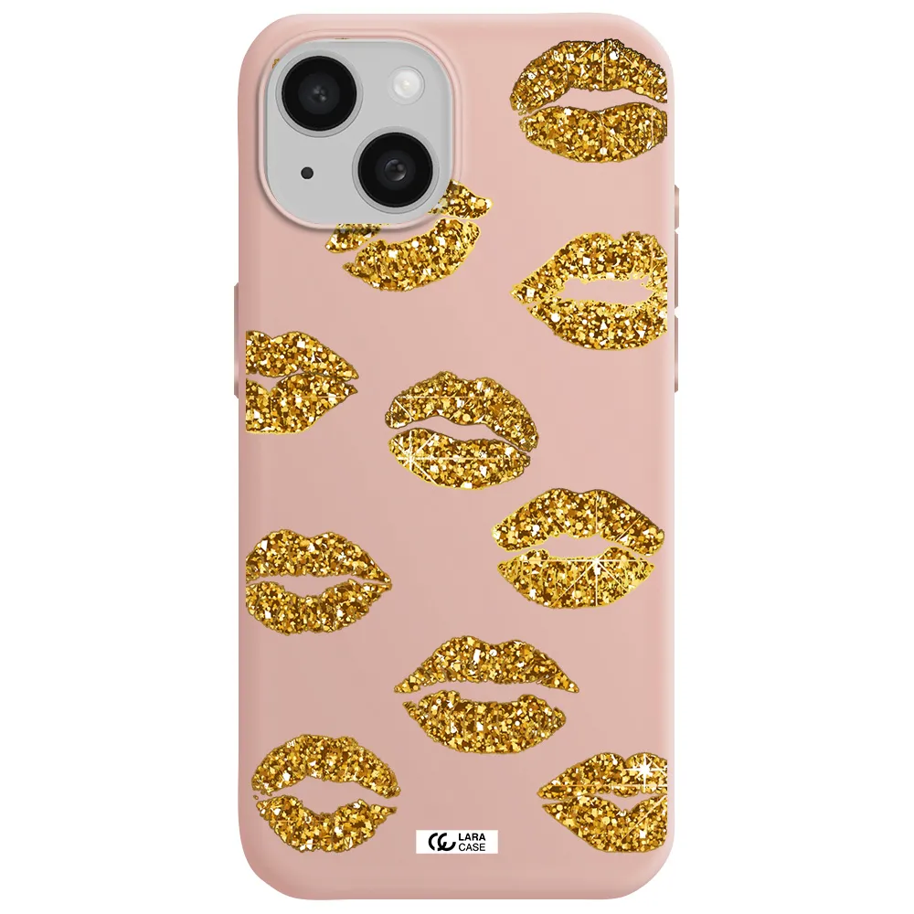 Glitter Lips Apple Iphone 15 Silicone Pastel Pink Case