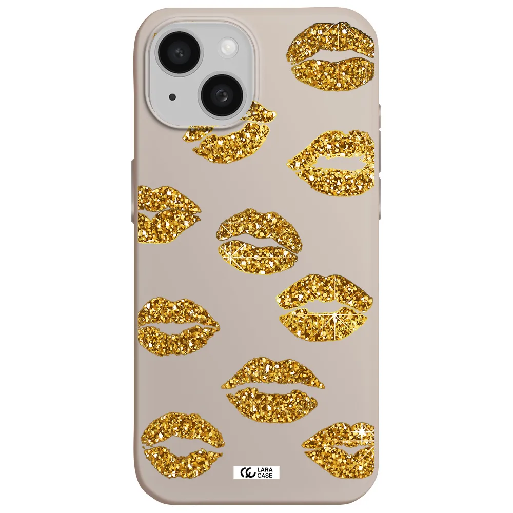 Glitter Lips Apple iPhone 15 Silicone Stone Case