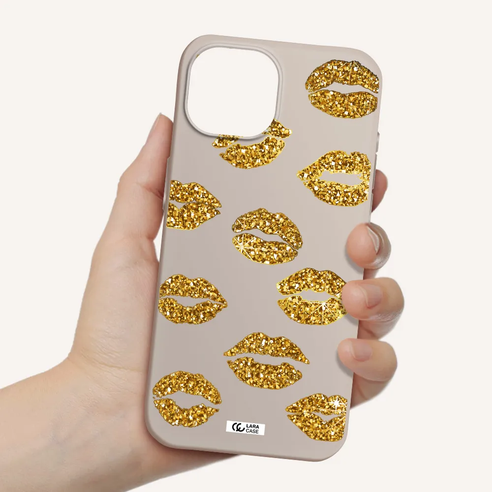 Glitter Lips Apple iPhone 15 Silicone Stone Case